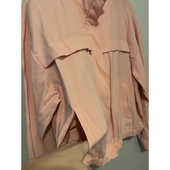 Womens Nine West Pink Bomber Jacket Coat Zipper Front with Snaps Pockets Size L - Picture 5 of 9